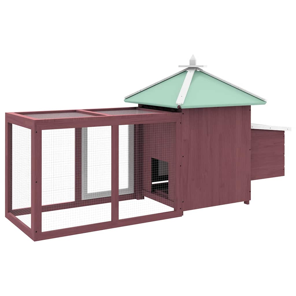 Κοτέτσι με Κουτί Ωοτοκίας Μόκα 190x72x102 εκ. Μασίφ Ξύλο Ελάτης - PAKOBAZAAR