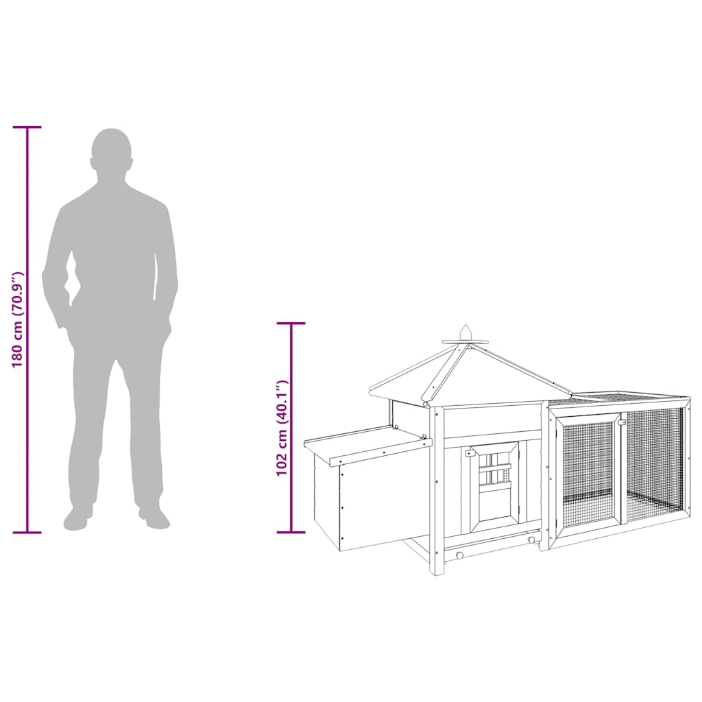 Κοτέτσι με Κουτί Ωοτοκίας Μόκα 190x72x102 εκ. Μασίφ Ξύλο Ελάτης - PAKOBAZAAR