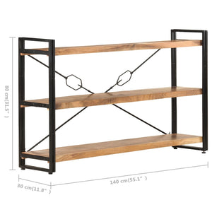 Βιβλιοθήκη με 3 Επίπεδα 140 x 30 x 80 εκ. Μασίφ Ξύλο Ακακίας