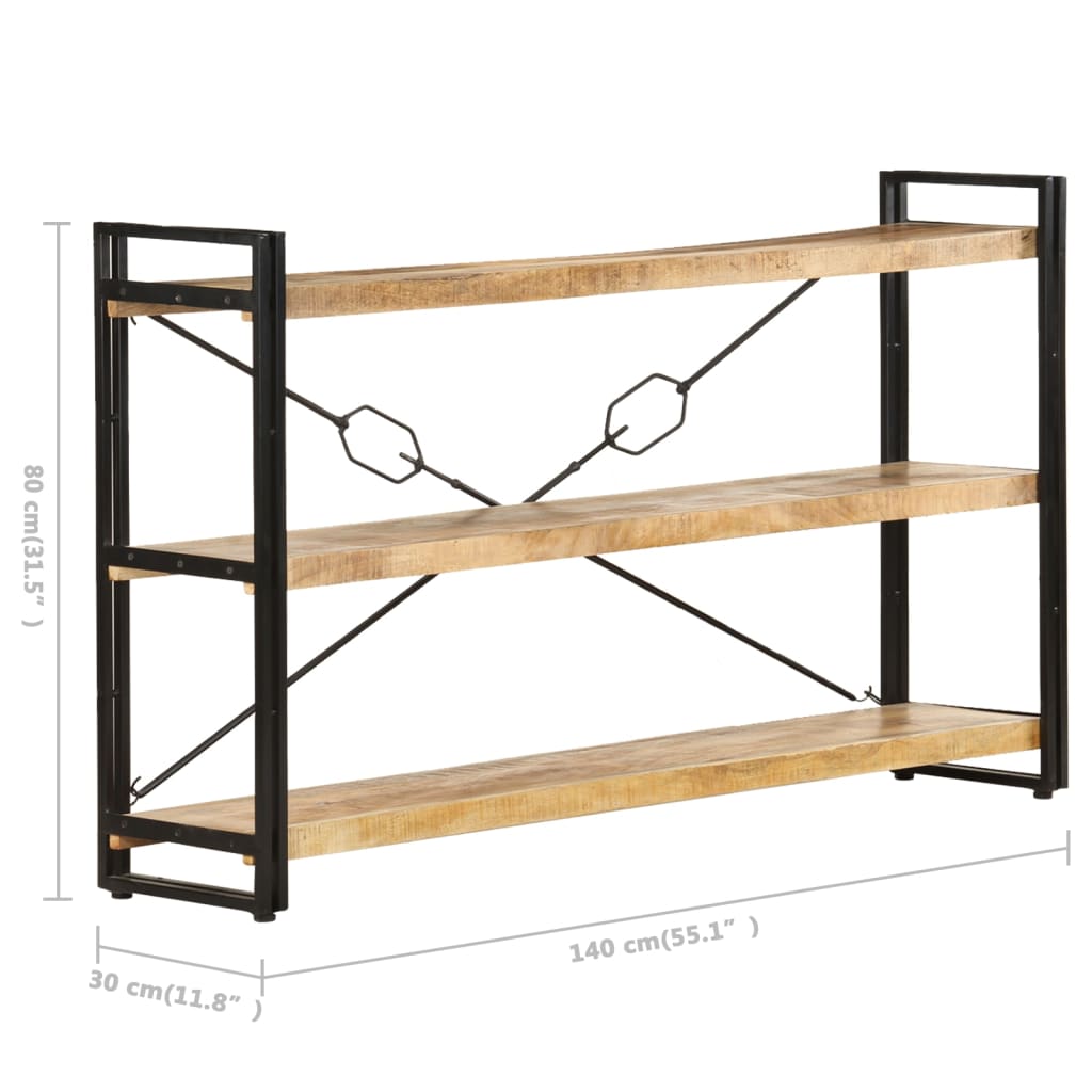 Βιβλιοθήκη με 3 Επίπεδα 140 x 30 x 80 εκ. από Μασίφ Ξύλο Μάνγκο