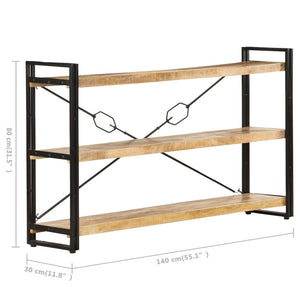 Βιβλιοθήκη με 3 Επίπεδα 140 x 30 x 80 εκ. από Μασίφ Ξύλο Μάνγκο