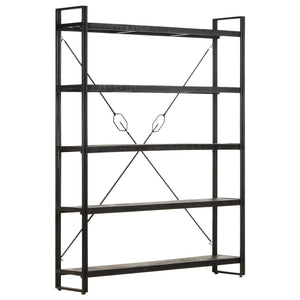 Βιβλιοθήκη με 5 Επίπεδα Μαύρη 140x30x180 εκ. Μασίφ Ξύλο Μάνγκο