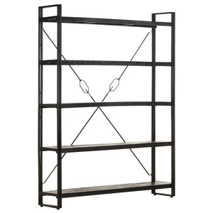 Βιβλιοθήκη με 5 Επίπεδα Μαύρη 140x30x180 εκ. Μασίφ Ξύλο Μάνγκο