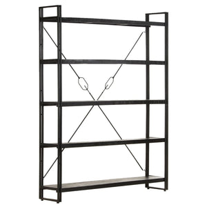 Βιβλιοθήκη με 5 Επίπεδα Μαύρη 140x30x180 εκ. Μασίφ Ξύλο Μάνγκο