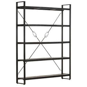 Βιβλιοθήκη με 5 Επίπεδα Μαύρη 140x30x180 εκ. Μασίφ Ξύλο Μάνγκο