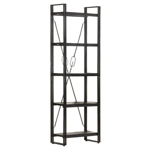 Βιβλιοθήκη με 5 Επίπεδα Μαύρη 60x30x180 εκ. Μασίφ Ξύλο Μάνγκο