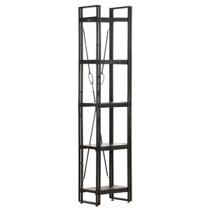 Βιβλιοθήκη με 5 Επίπεδα Μαύρη 40x30x180 εκ. Μασίφ Ξύλο Μάνγκο