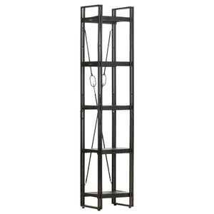 Βιβλιοθήκη με 5 Επίπεδα Μαύρη 40x30x180 εκ. Μασίφ Ξύλο Μάνγκο