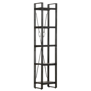 Βιβλιοθήκη με 5 Επίπεδα Μαύρη 40x30x180 εκ. Μασίφ Ξύλο Μάνγκο