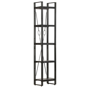 Βιβλιοθήκη με 5 Επίπεδα Μαύρη 40x30x180 εκ. Μασίφ Ξύλο Μάνγκο