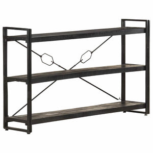 Βιβλιοθήκη με 3 Επίπεδα Μαύρη 140x30x80 εκ. Μασίφ Ξύλο Μάνγκο