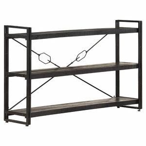 Βιβλιοθήκη με 3 Επίπεδα Μαύρη 140x30x80 εκ. Μασίφ Ξύλο Μάνγκο