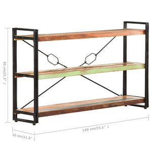 Βιβλιοθήκη με 3 Επίπεδα 140x30x80 εκ. Μασίφ Ανακυκλωμένο Ξύλο