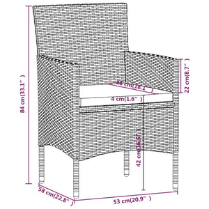 Σετ Τραπεζαρίας Κήπου 5 Τεμαχίων Μαύρο Συνθ. Ρατάν/Ψημένο Γυαλί - PAKOBAZAAR
