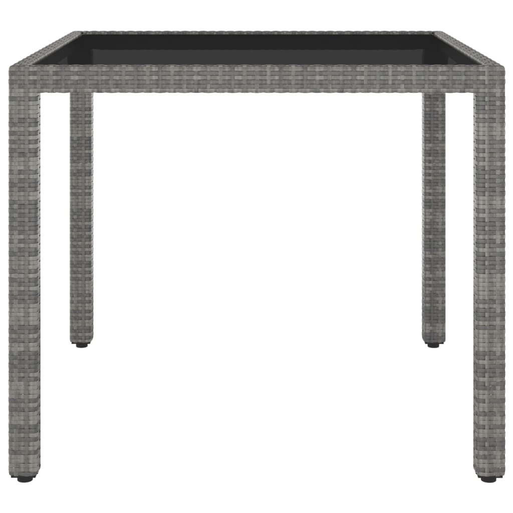 Σετ Τραπεζαρίας Κήπου 3 τεμ. Γκρι Συνθ. Ρατάν/Ψημένο Γυαλί - PAKOBAZAAR