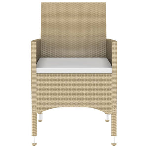 Σετ Τραπεζαρίας Κήπου 7 Τεμαχίων Μπεζ Συνθ. Ρατάν/Ψημένο Γυαλί - PAKOBAZAAR