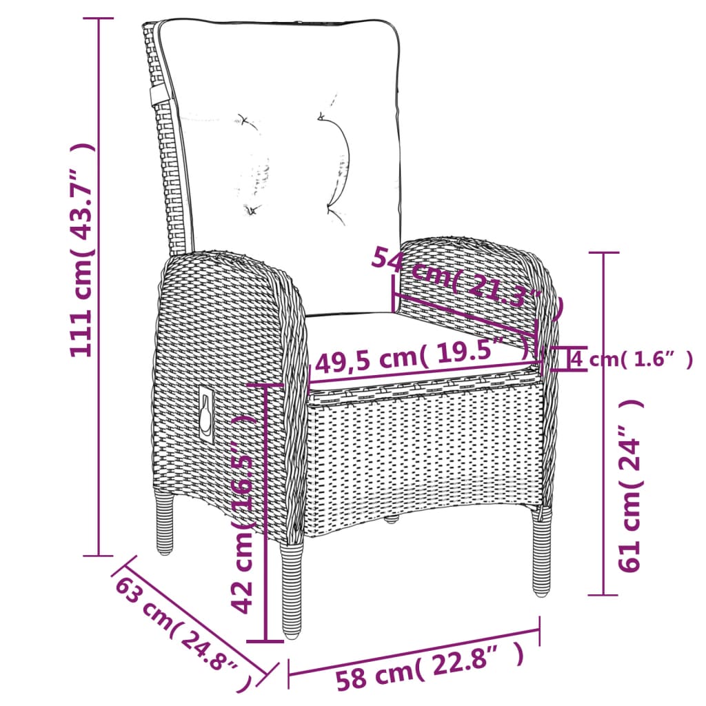 Σετ Τραπεζαρίας Κήπου 5 Τεμαχίων Γκρι από Συνθετικό Ρατάν - PAKOBAZAAR