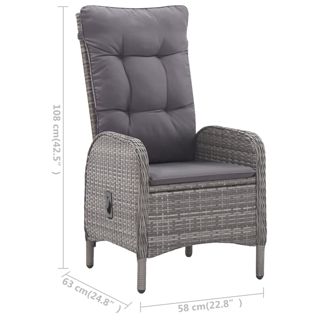 Σετ Τραπεζαρίας Κήπου 5 Τεμαχίων Γκρι Συνθετικό Ρατάν/Γυαλί - PAKOBAZAAR