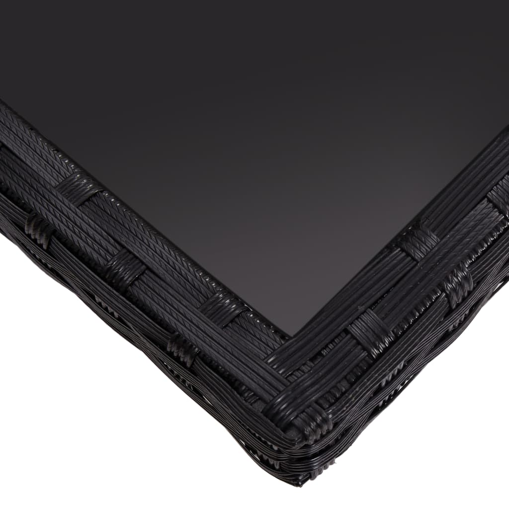 Σετ Τραπεζαρίας Κήπου 9 Τεμαχίων Μαύρο Συνθετικό Ρατάν / Γυαλί - PAKOBAZAAR