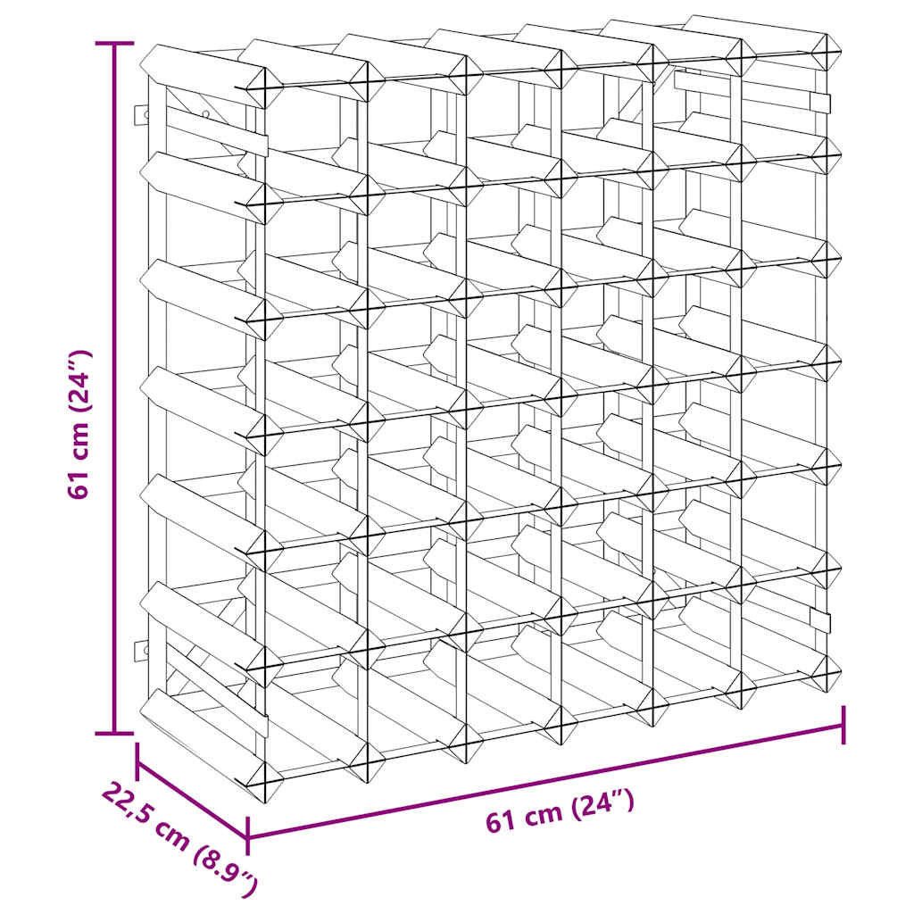 Ραφιέρα/Σταντ Κρασιών για 42 Φιάλες Μαύρη Μασίφ Ξύλο Πεύκου - Pakobazaar