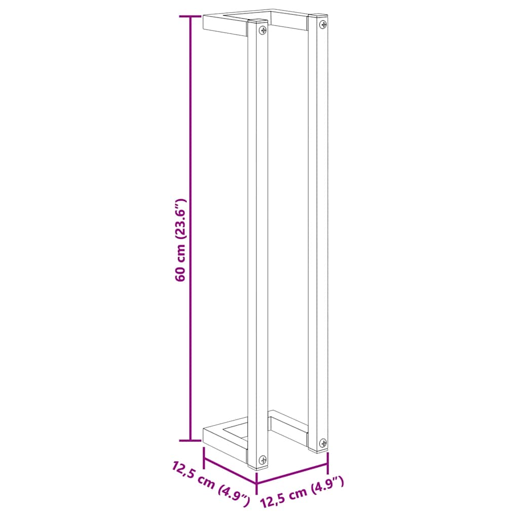 Βάση για Πετσέτες Επιτοίχια Μαύρη 12,5x12,5x60 εκ. Σιδερένια