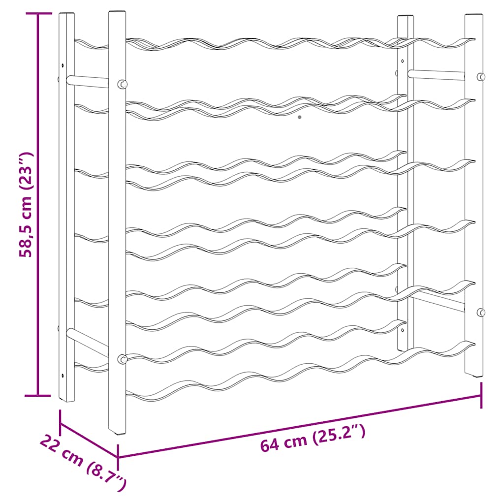 Κάβα / Ραφιέρα Κρασιών για 36 Μπουκάλια Μαύρη Σιδερένια