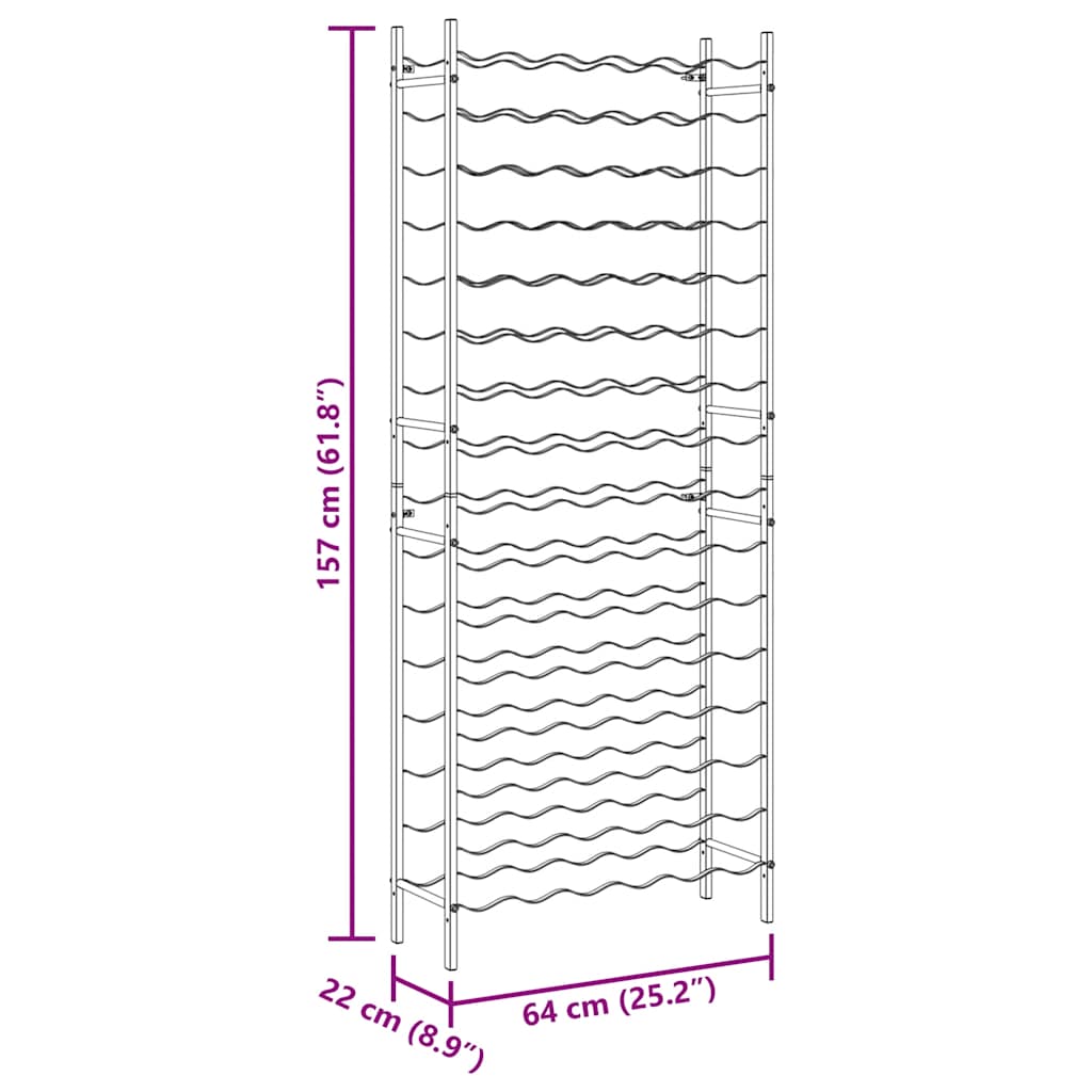 Κάβα / Ραφιέρα Κρασιών για 96 Μπουκάλια Μαύρη Σιδερένια