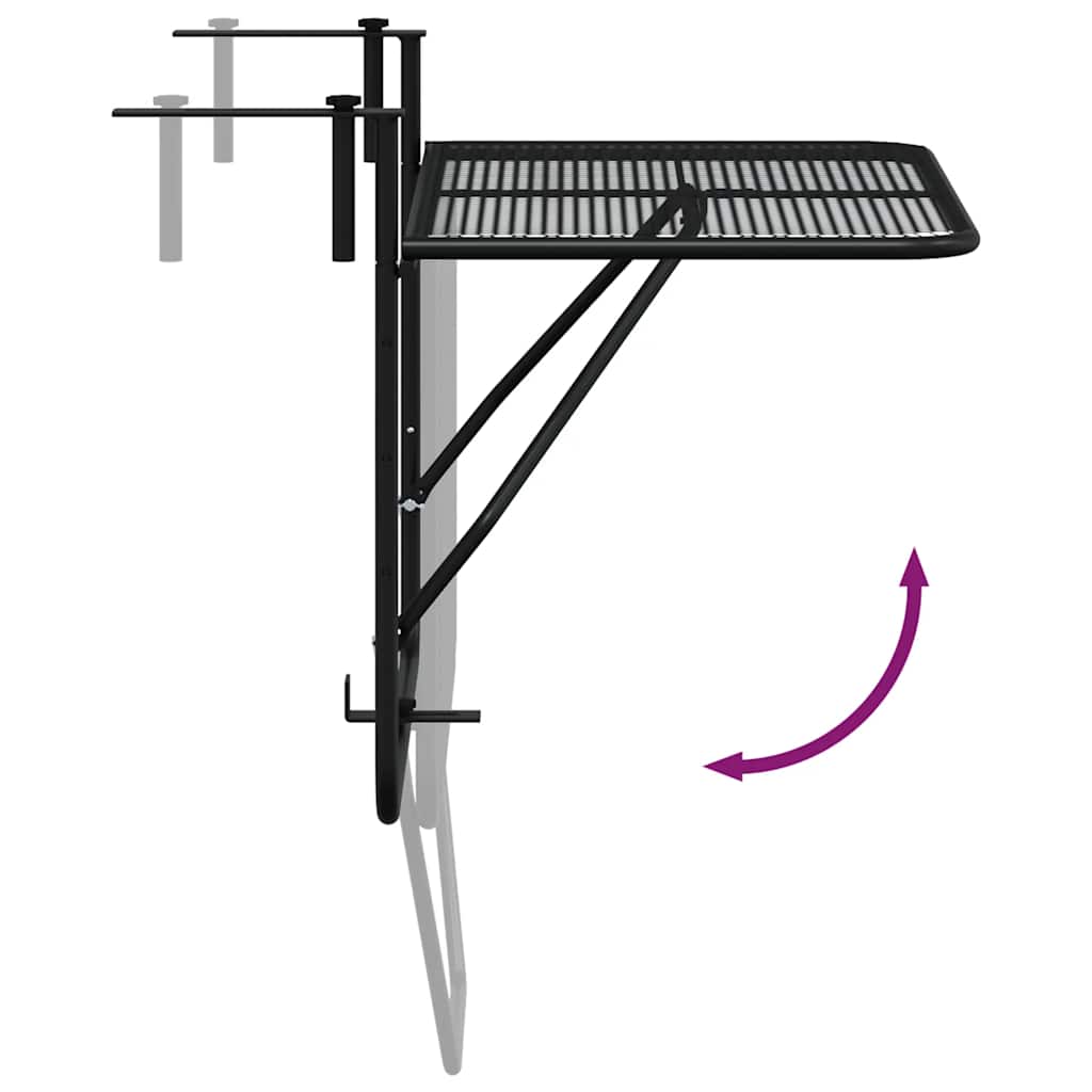 Τραπέζι Μπαλκονιού Μαύρο 60 x 40 εκ. Ατσάλινο