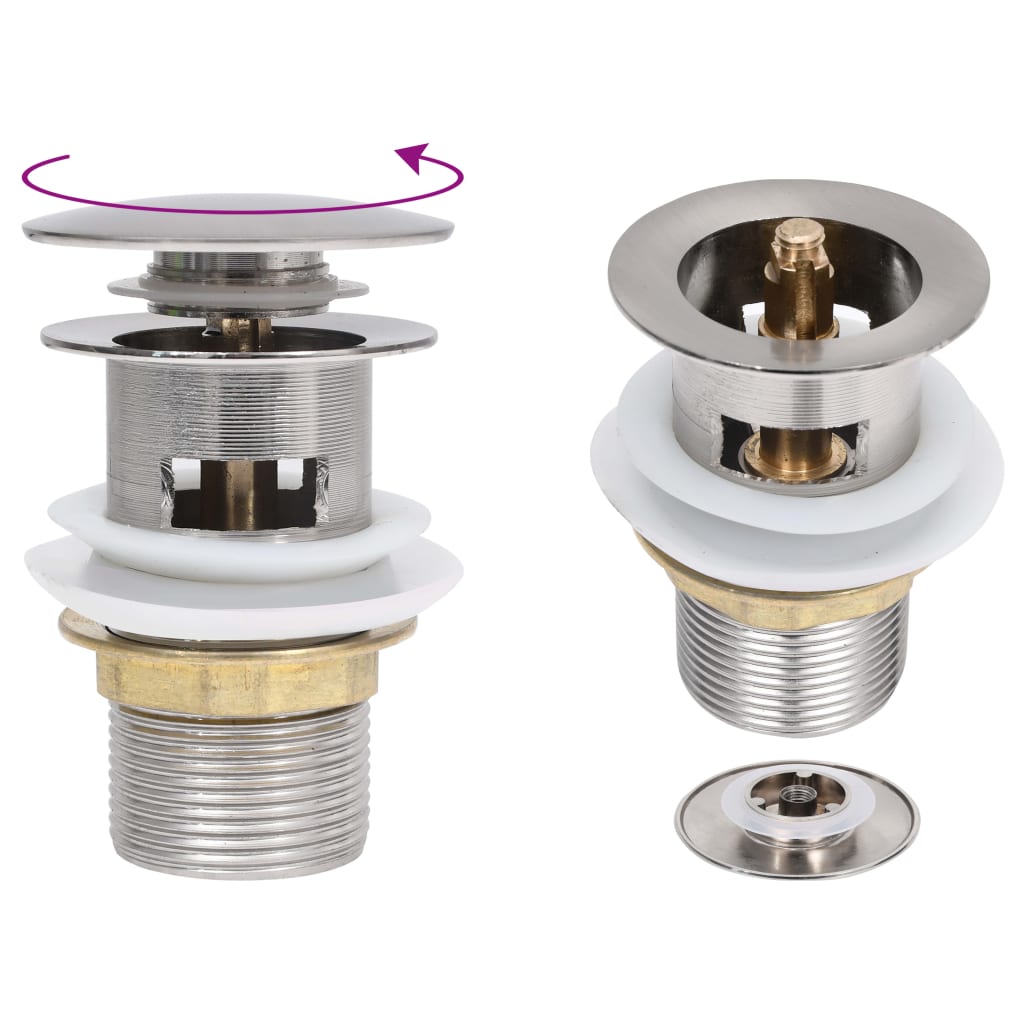 Βαλβίδα Νιπτήρα Πατητή με Υπερχείλιση Ασημί 6,4 x 6,4 x 9,1 εκ. - PAKOBAZAAR