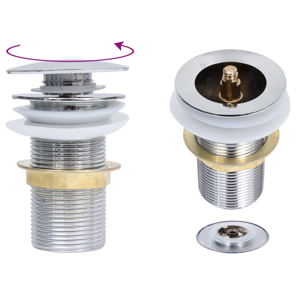 Βαλβίδα Νιπτήρα Πατητή Χωρίς Υπερχείλιση Χρωμέ 6,4x6,4x9,1 εκ. - PAKOBAZAAR