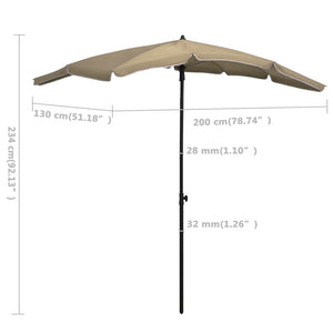 Ομπρέλα Κήπου με Ιστό Taupe 200 x 130 εκ.