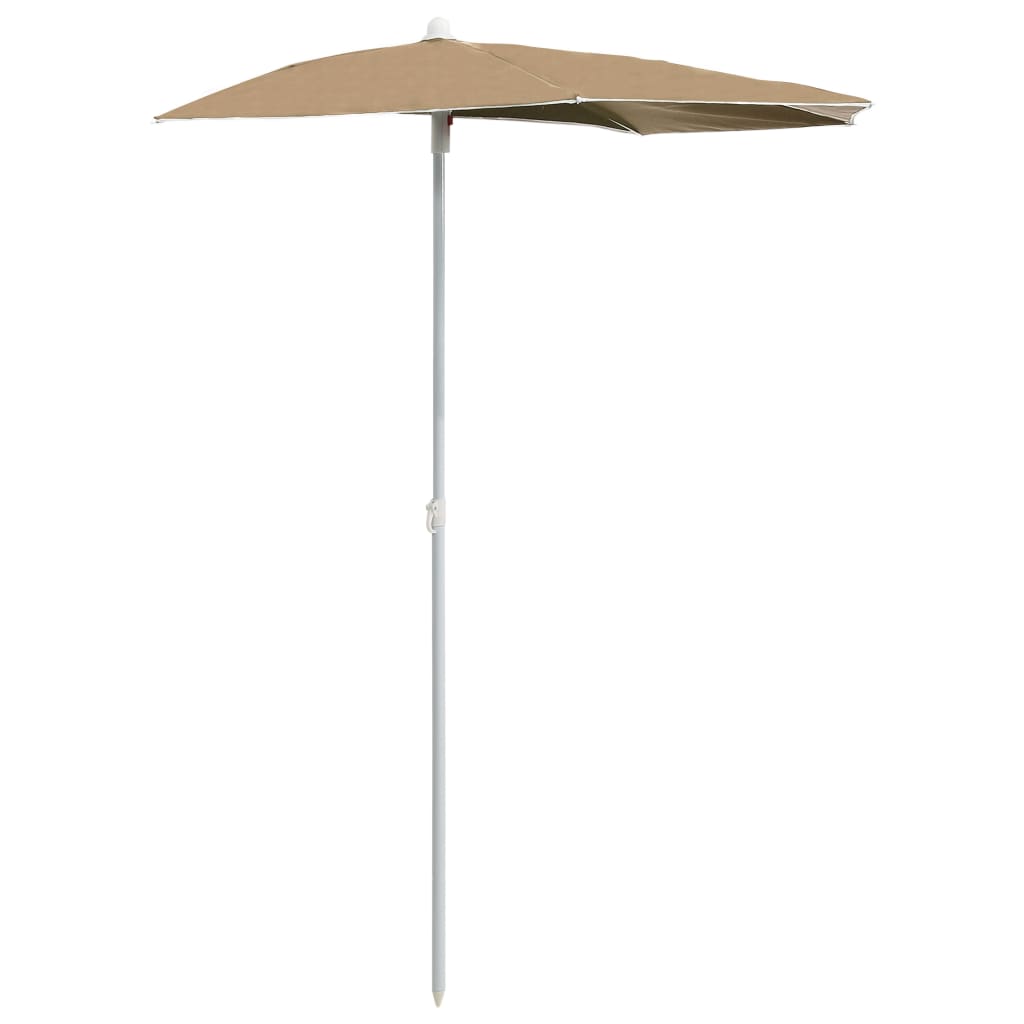 Ομπρέλα Κήπου Μισή με Ιστό Taupe 180 x 90 εκ.