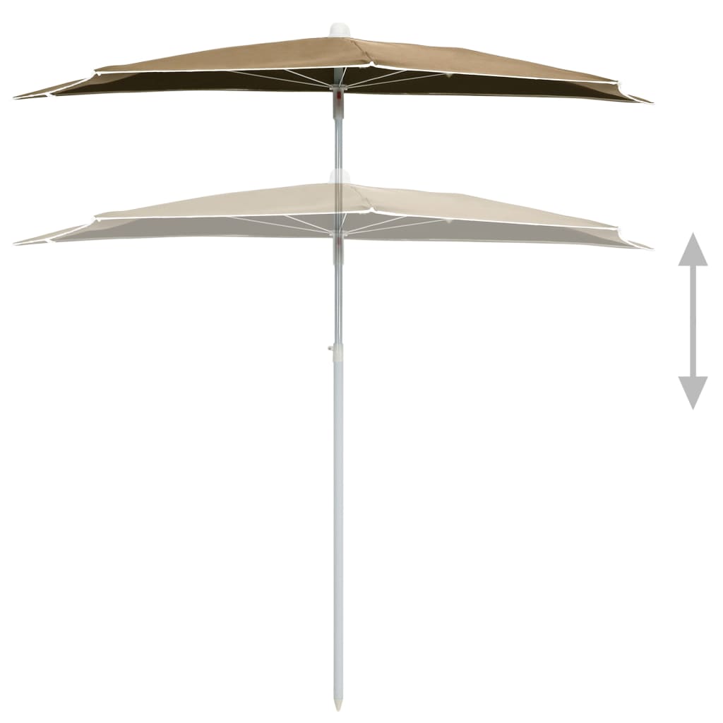 Ομπρέλα Κήπου Μισή με Ιστό Taupe 180 x 90 εκ.
