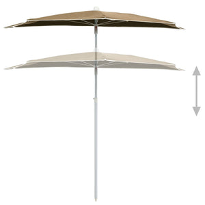 Ομπρέλα Κήπου Μισή με Ιστό Taupe 180 x 90 εκ.