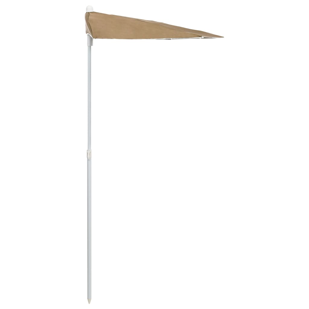 Ομπρέλα Κήπου Μισή με Ιστό Taupe 180 x 90 εκ.