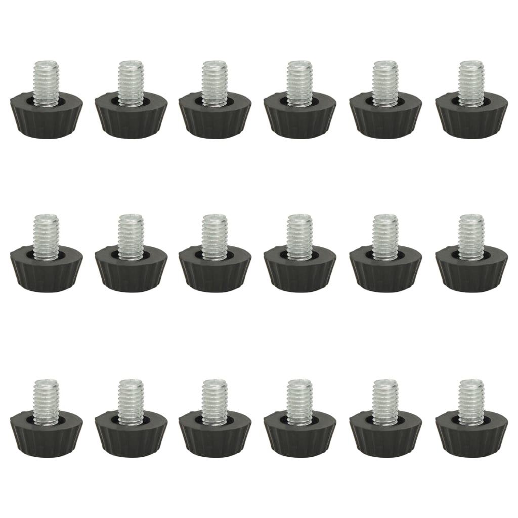 Πόδια Επίπλων Ρυθμιζόμενα Μ8 18 τεμ. Μαύρα - Pakobazaar