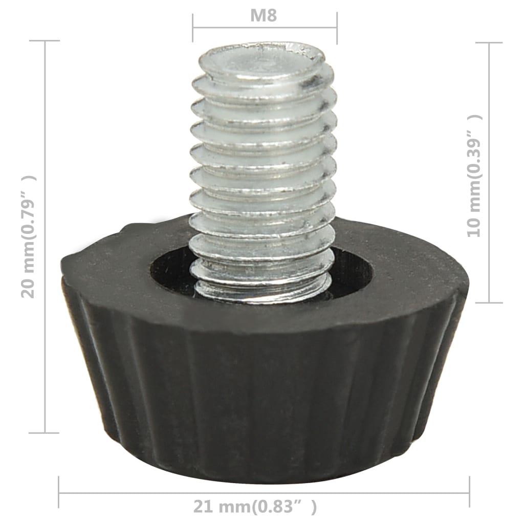 Πόδια Επίπλων Ρυθμιζόμενα Μ8 18 τεμ. Μαύρα - Pakobazaar