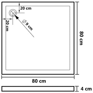 Βάση Ντουζιέρας με Σχέδιο Τάπας Λευκή 80 x 80 x 4  εκ. από ABS - PAKOBAZAAR