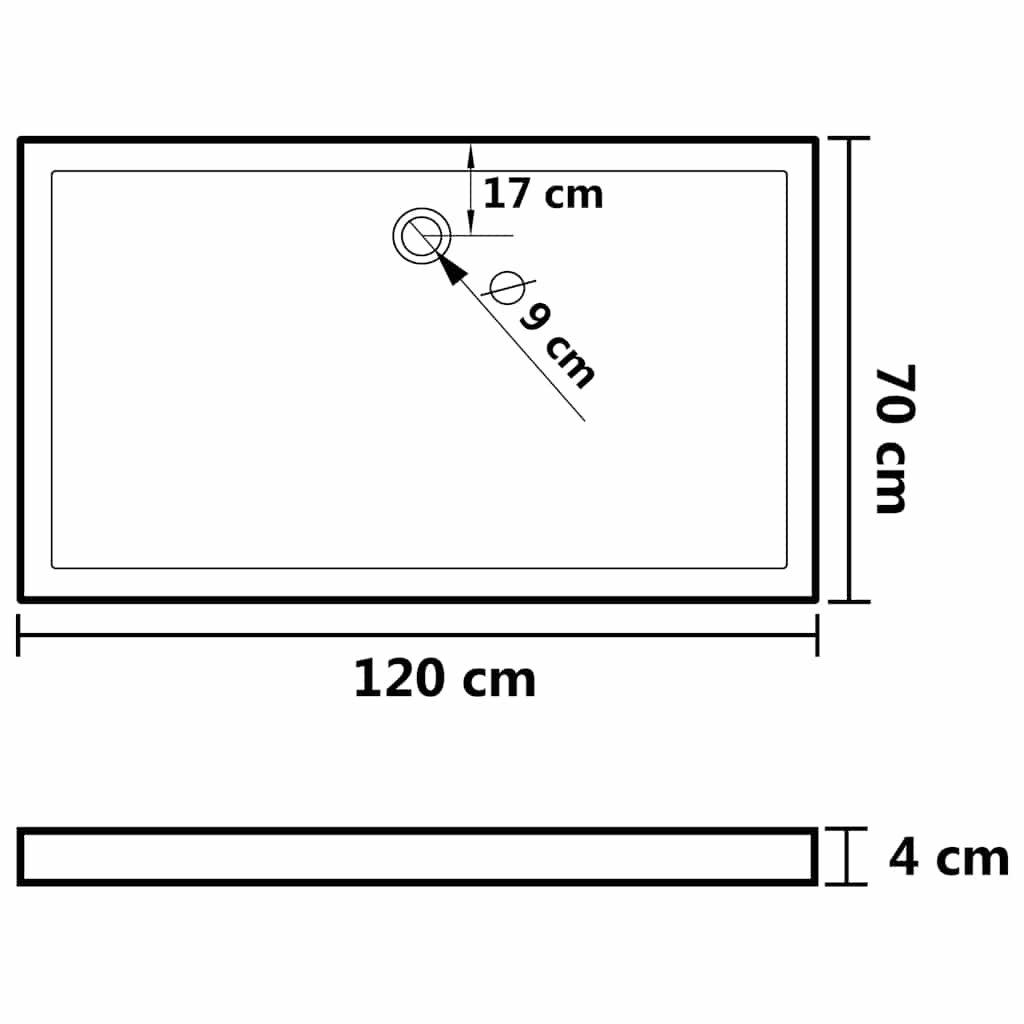 Βάση Ντουζιέρας Ορθογώνια Λευκή 70 x 120 εκ. από ABS - PAKOBAZAAR