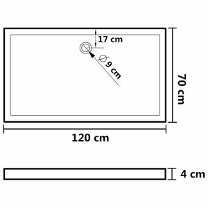 Βάση Ντουζιέρας Ορθογώνια Λευκή 70 x 120 εκ. από ABS - PAKOBAZAAR
