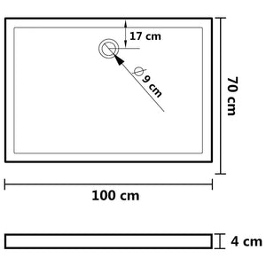 Βάση Ντουζιέρας Ορθογώνια Λευκή 70 x 100 εκ. από ABS - PAKOBAZAAR