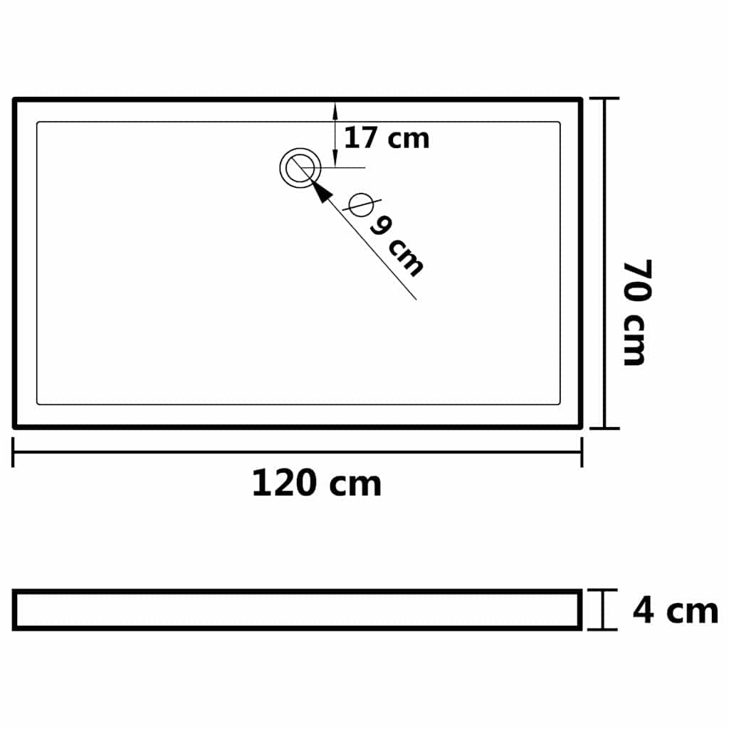 Βάση Ντουζιέρας Ορθογώνια Μαύρη 70 x 120 εκ. από ABS - PAKOBAZAAR