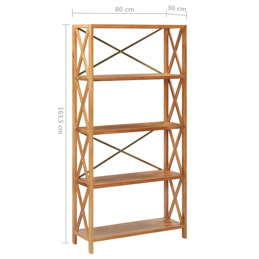 Ραφιέρα 5 Επιπέδων 80 x 30 x 163,5 εκ. Μασίφ Ξύλο Δρυός