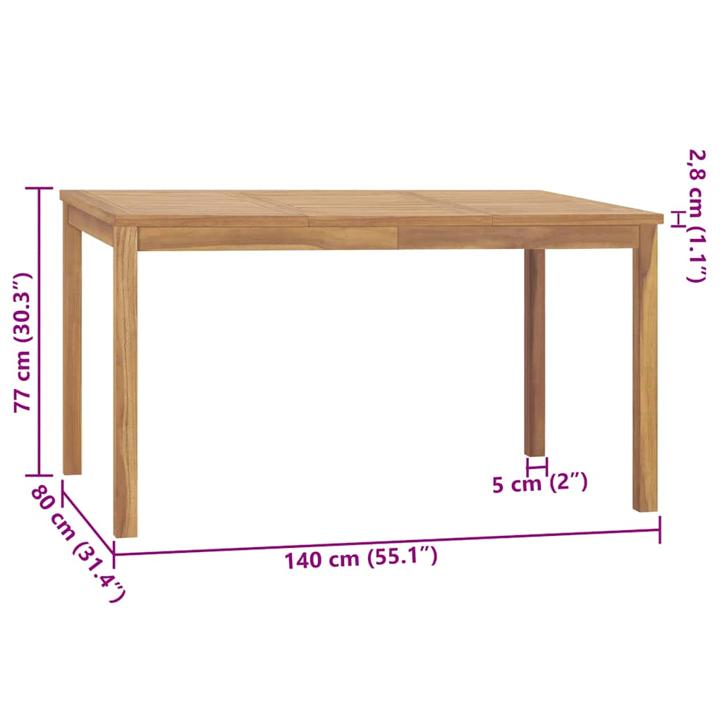 Τραπεζαρία Κήπου 140 x 80 x 77 εκ. από Μασίφ Ξύλο Teak - Pakobazaar