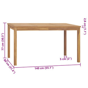 Τραπεζαρία Κήπου 140 x 80 x 77 εκ. από Μασίφ Ξύλο Teak - Pakobazaar