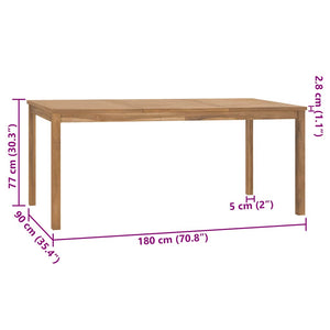 Τραπεζαρία Κήπου 180 x 90 x 77 εκ. από Μασίφ Ξύλο Teak