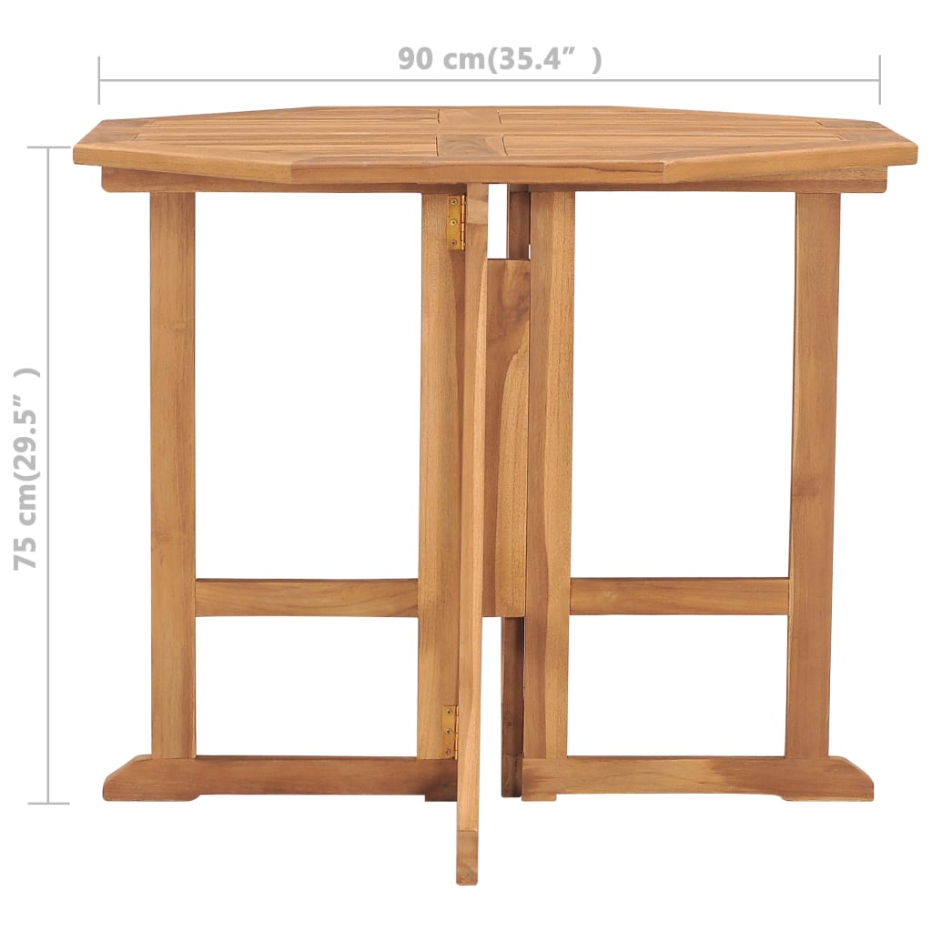 Τραπεζαρία Κήπου Πτυσσόμενη 90 x 90 x 75 εκ. Μασίφ Ξύλο Teak