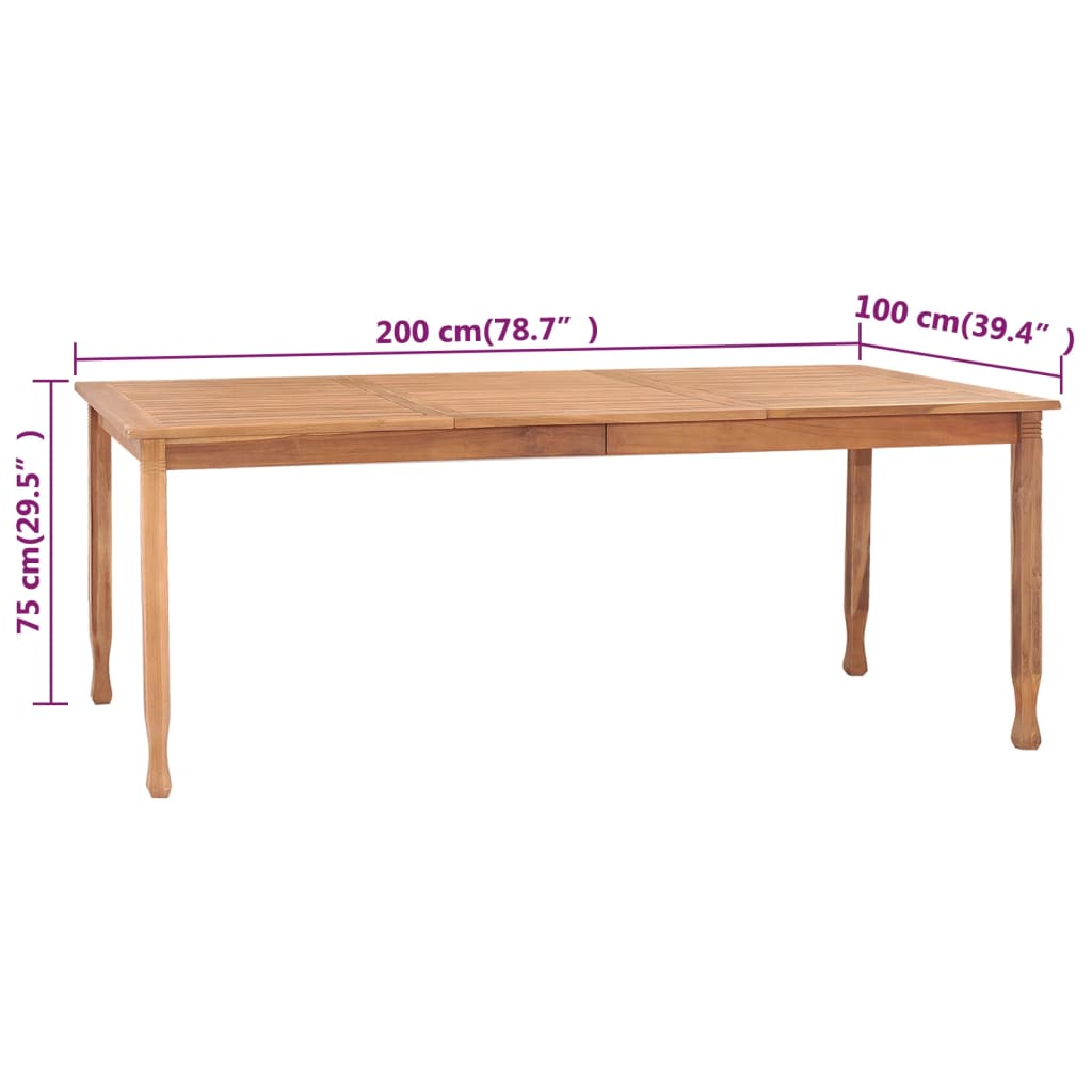 Τραπεζαρία Κήπου 200 x 100 x 75 εκ. από Μασίφ Ξύλο Teak - Pakobazaar