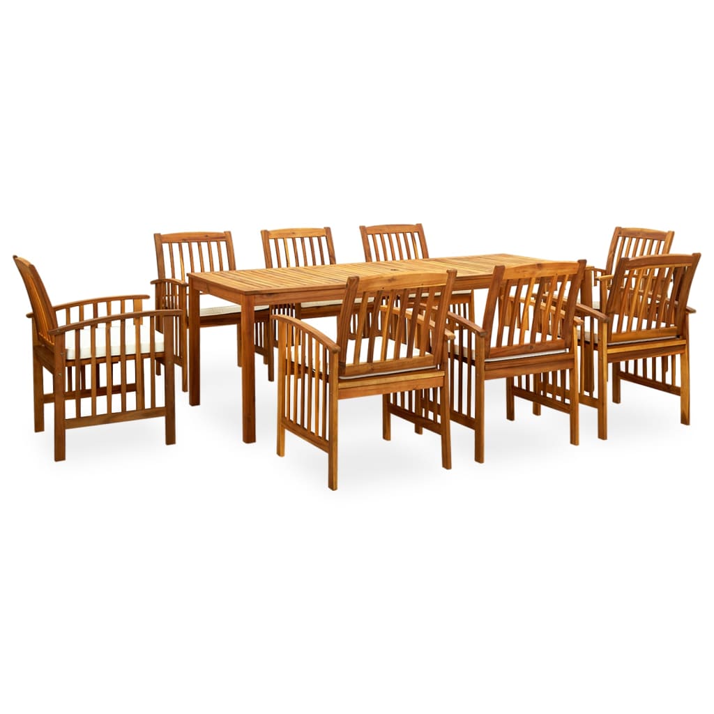 Σετ Τραπεζαρίας Κήπου 9 τεμ. Μασίφ Ξύλο Ακακίας με Μαξιλάρια - PAKOBAZAAR