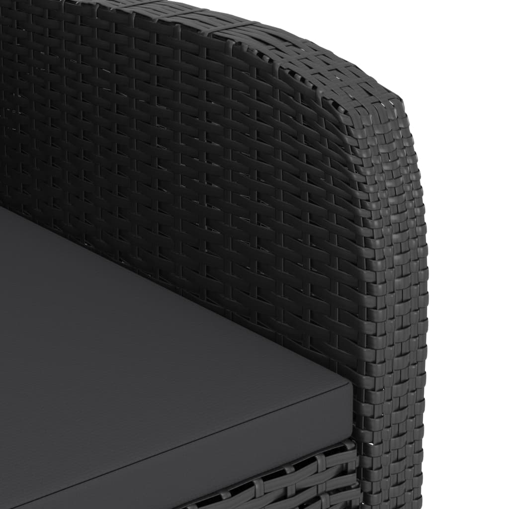 Σετ Τραπεζαρίας Εξ. Χώρου 9 τεμ. Μαύρο Συνθ. Ρατάν με Μαξιλάρια - PAKOBAZAAR